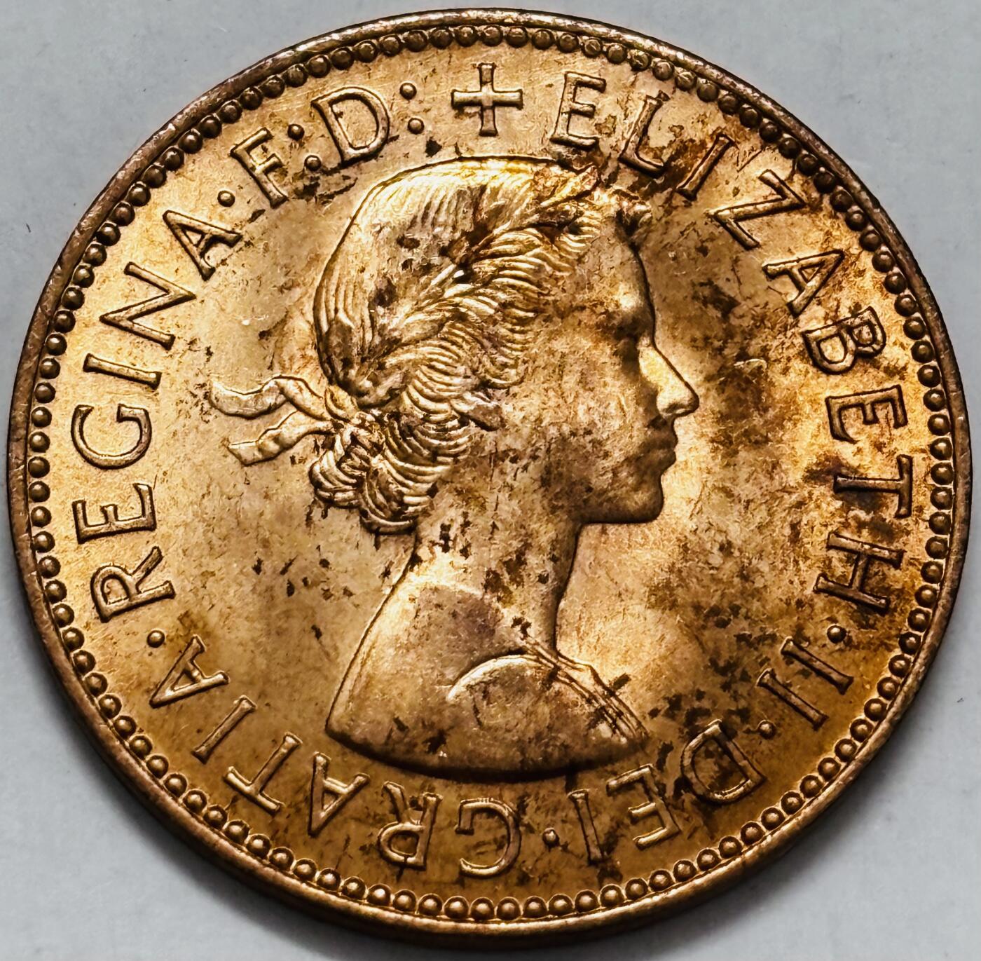 文馨钱币收藏第 286 场，圣诞节专场【 长期接收代拍品低至 0 佣金】 全新未流通 1967 年英国海盗船 1/2 便士铜币