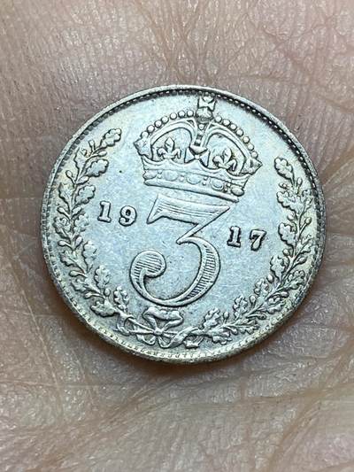 2025年第一百四十五场(总第一百七十一场）高品质英国一线回流散币年末特拍场第二场(免佣金) - 英国🇬🇧1917年3便士银币(乔治五世第一版，925高银)