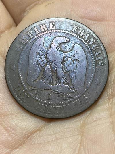 2025年第一百四十四场(总第一百七十场）品种丰富英国一线回流散币年末特拍场第一场(免佣金) - 法兰西第二帝国1855年10生丁(拿破仑三世第一版，D标里昂造)