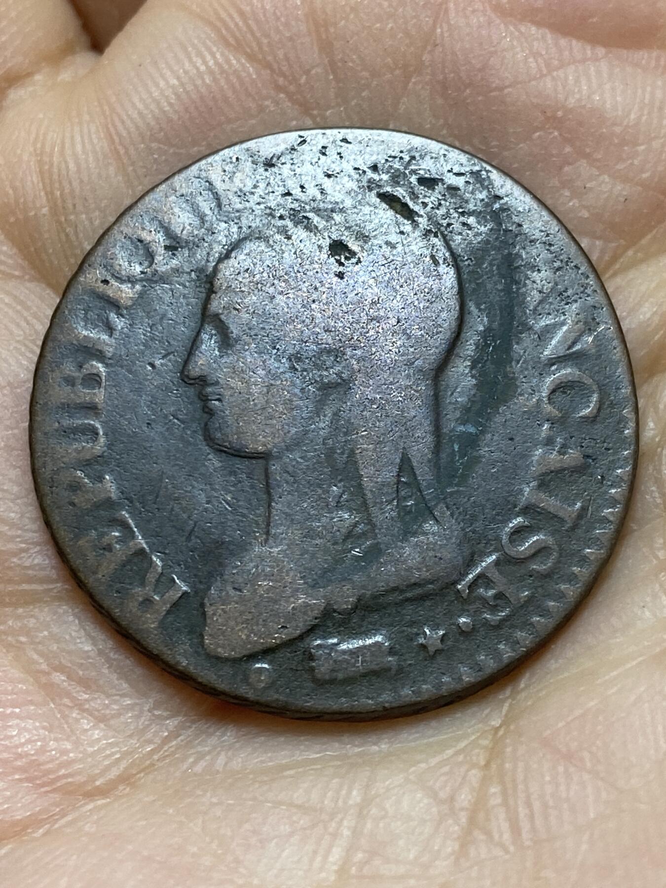 2025年第一百四十四场(总第一百七十场）品种丰富英国一线回流散币年末特拍场第一场(免佣金) 稀少品种–法兰西第一共和国1796–1797年5生丁(LAN5(1796–1797)，R标奥尔良造，KM#640. 9)