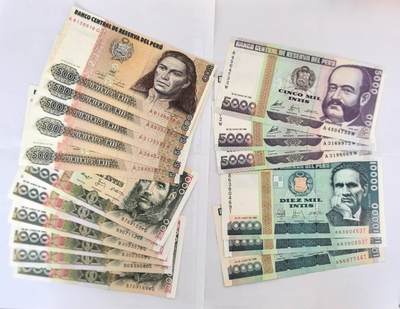 各国外币第104期 无佣金 - 秘鲁500.1000.5000.10000索尔共17张全新 有2张黄斑