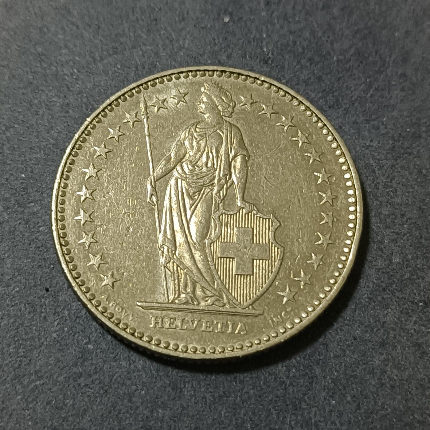 【游宝包邮场】蛇年第101期 世界各国纪念币 瑞士-2法郎 1985年