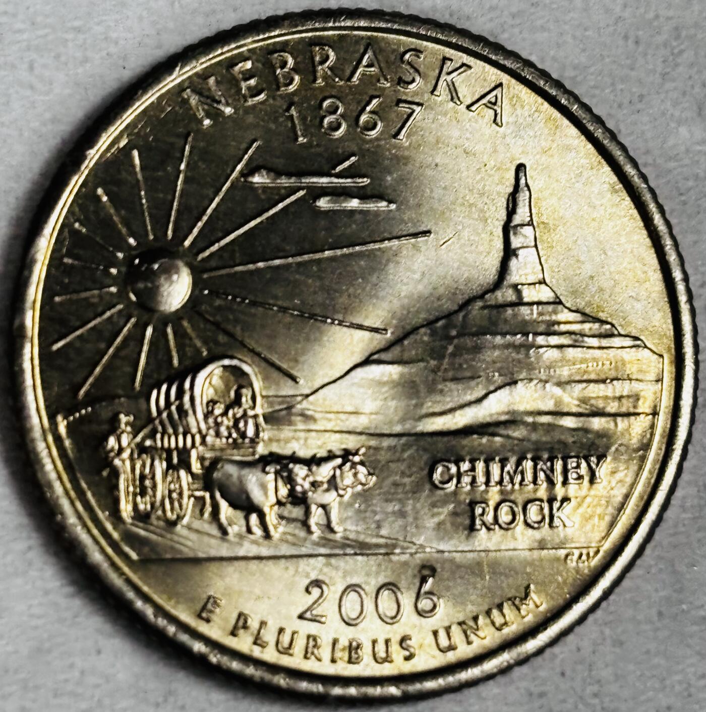 文馨钱币收藏第 286 场，圣诞节专场【 长期接收代拍品低至 0 佣金】 原光美国25美分2006年内布拉斯加州币 P 版