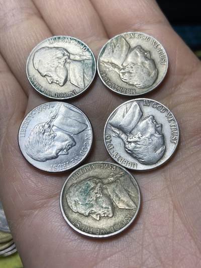 2025年第一百四十五场(总第一百七十一场）高品质英国一线回流散币年末特拍场第二场(免佣金) - 美国🇺🇸5分5枚：1938年40年41年97年