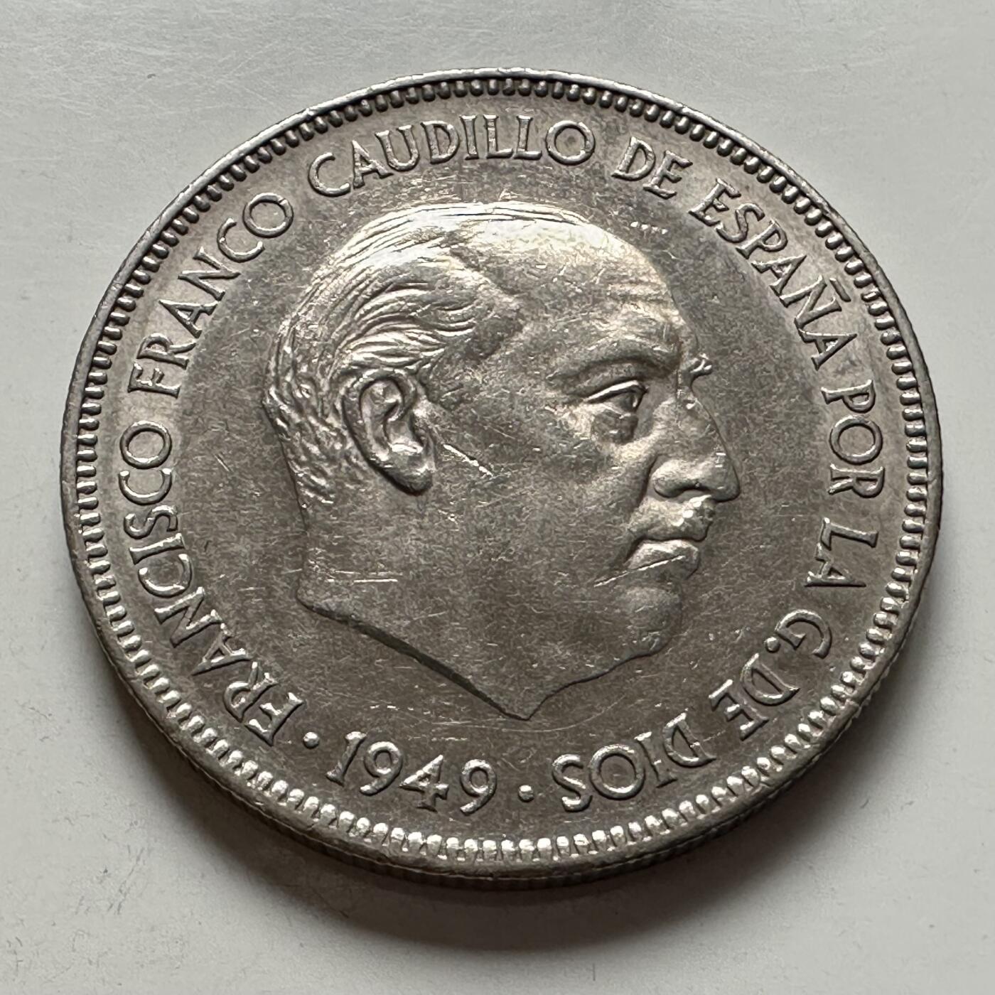 🌹外币初藏🌹🐯2025年第144场  每周二四六晚8️⃣点 接代拍 西班牙1949年五比塞塔 大币