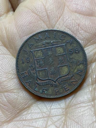 2025年第一百四十五场(总第一百七十一场）高品质英国一线回流散币年末特拍场第二场(免佣金) - 牙买加🇯🇲1958年半便士(伊丽莎白二世青年带冠第一版，大字版)