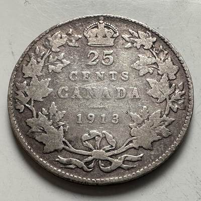 🌹外币初藏🌹🐯2025年第144场  每周二四六晚8️⃣点 接代拍 - 加拿大1913年25分银币