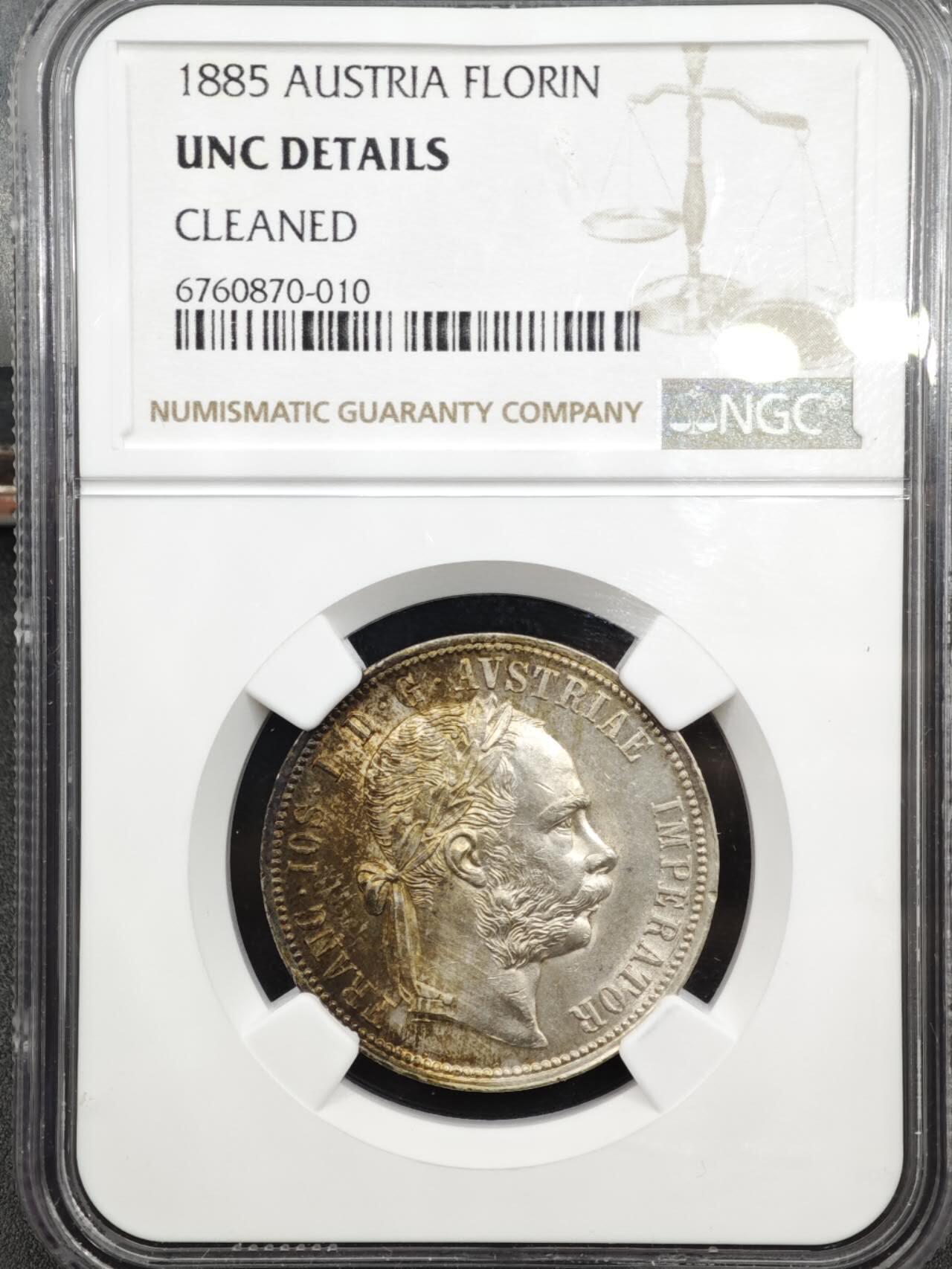 【淘币小摊】实时拍第八百三十六拍   银币套币场   满百包邮可预留二周 每周一统一发货   奥地利1885年福林银币 NGC UNCD