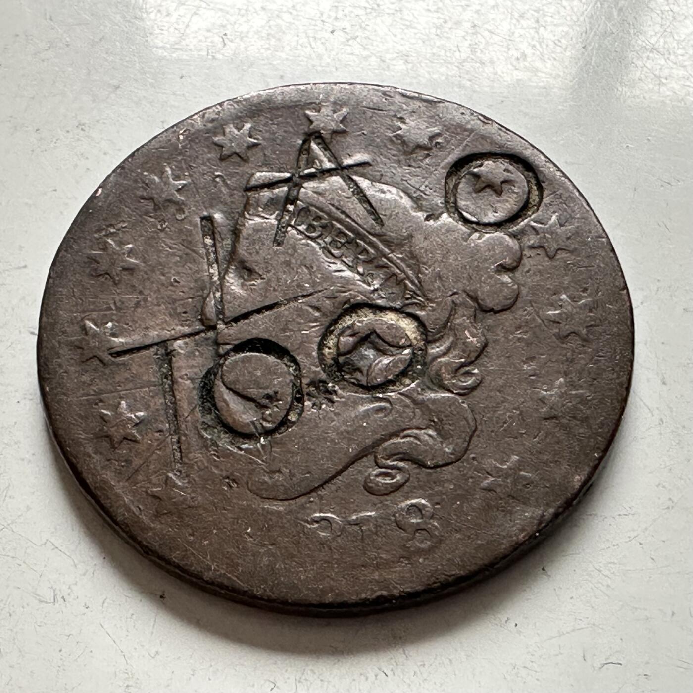 🌹外币初藏🌹🐯2025年第144场  每周二四六晚8️⃣点 接代拍 美国1818年一美分 有加盖