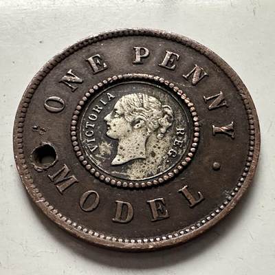 🌹外币初藏🌹🐯2025年第144场  每周二四六晚8️⃣点 接代拍 - 英国一便士银芯 试机币 镶嵌币