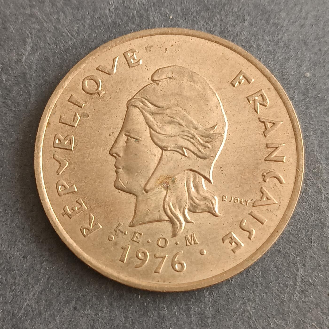 【游宝包邮场】蛇年第101期 世界各国纪念币 新喀里多尼亚-100法郎 1976年