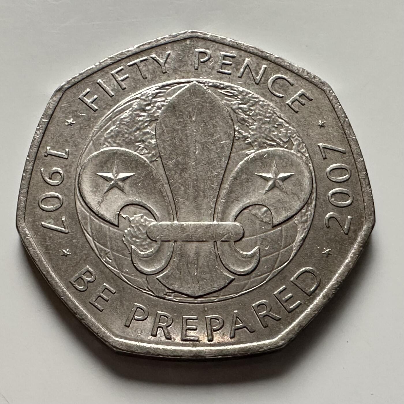 🌹外币初藏🌹🐯2025年第144场  每周二四六晚8️⃣点 接代拍 英国2007年50便士 纪念币 a