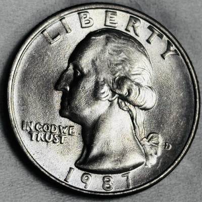 文馨钱币收藏第 286 场，圣诞节专场【 长期接收代拍品低至 0 佣金】 - 全新 1987 年美国白头鹰 25 美分 D 版