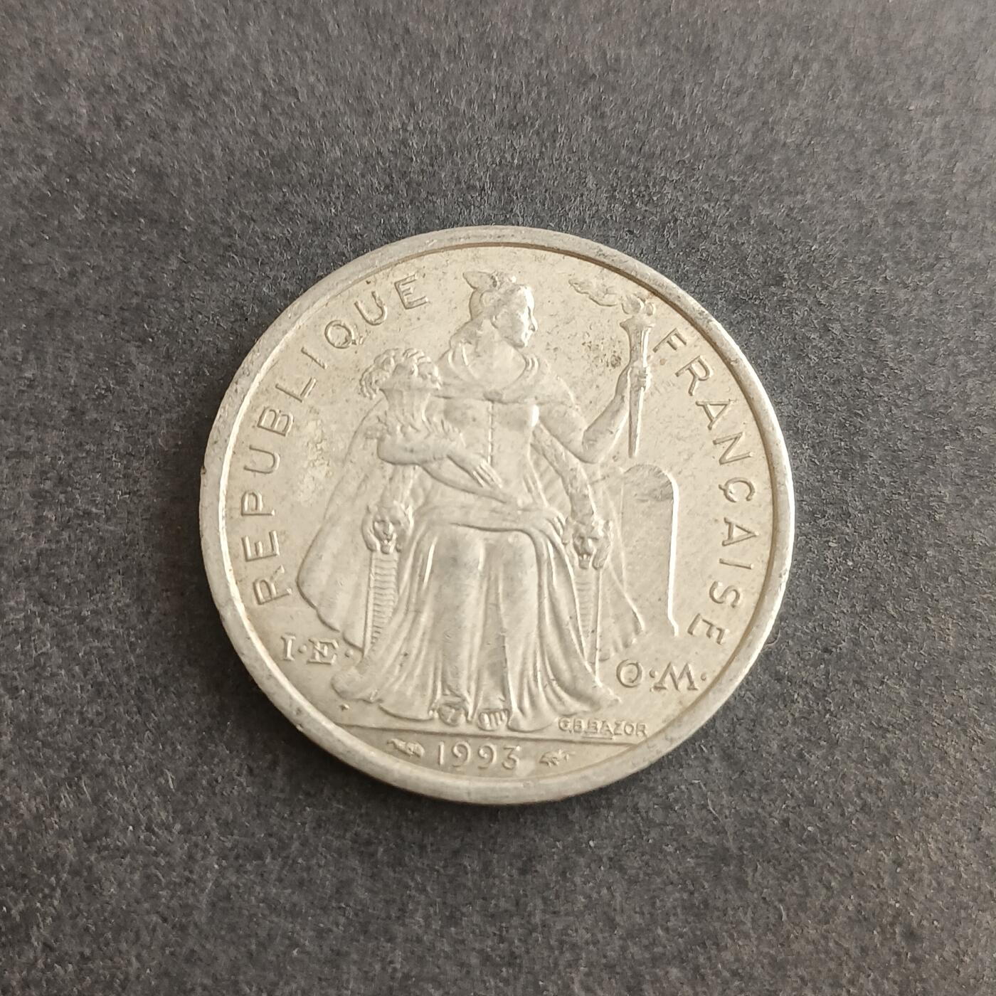 【游宝包邮场】蛇年第101期 世界各国纪念币 法属波利尼西亚-2法郎 1993年