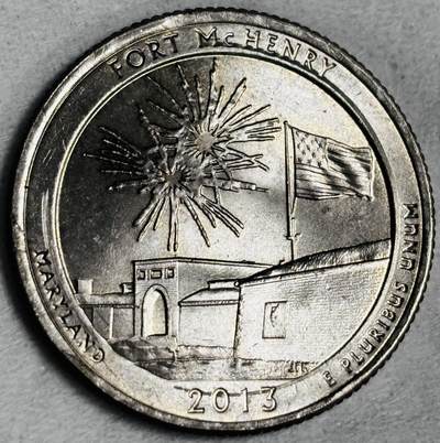 文馨钱币收藏第 286 场，圣诞节专场【 长期接收代拍品低至 0 佣金】 - 原光美国2013年25美分第19枚马里兰州麦克亨利堡公园币 P 版