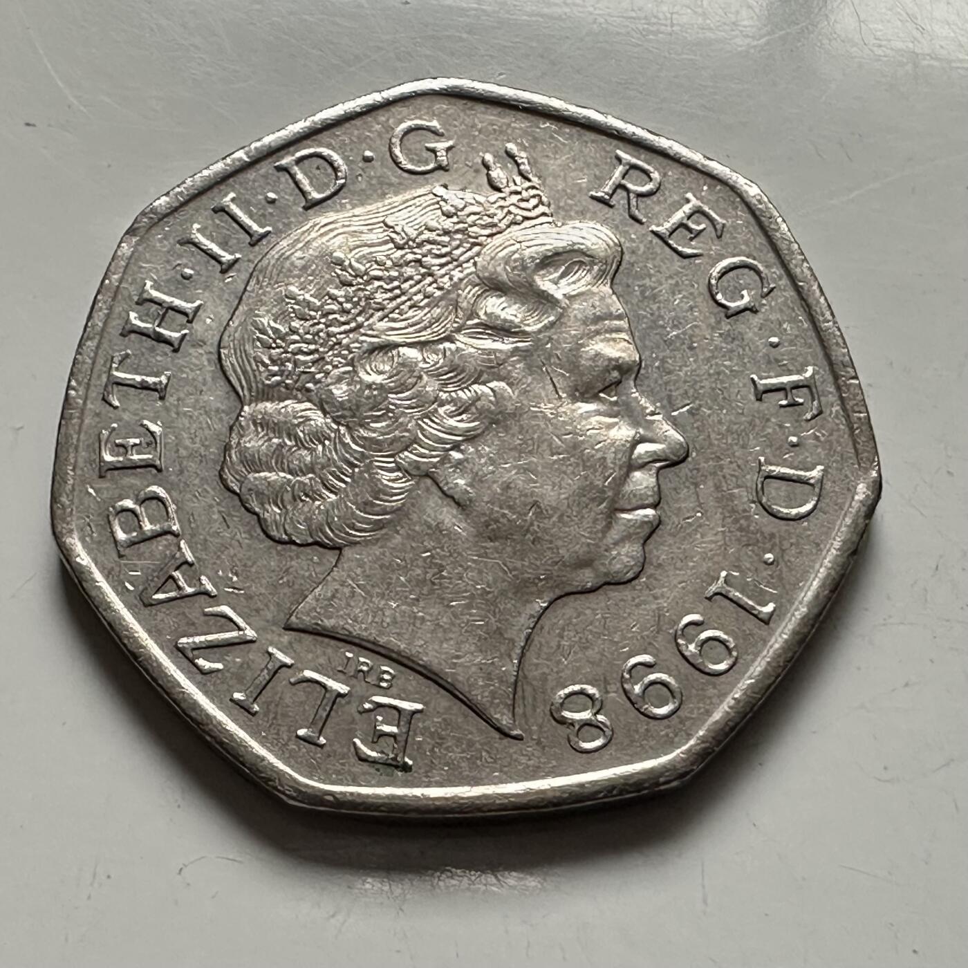 🌹外币初藏🌹🐯2025年第144场  每周二四六晚8️⃣点 接代拍 英国1998年50便士 纪念币