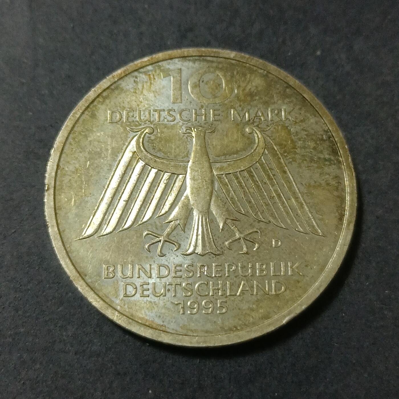 【游宝包邮场】蛇年第101期 世界各国纪念币 德国-10马克银币 1995年 X射线发明者威廉·康拉德·伦琴