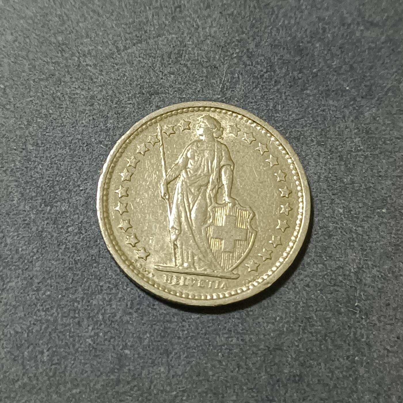 【游宝包邮场】蛇年第101期 世界各国纪念币 瑞士-1/2法郎 1971年