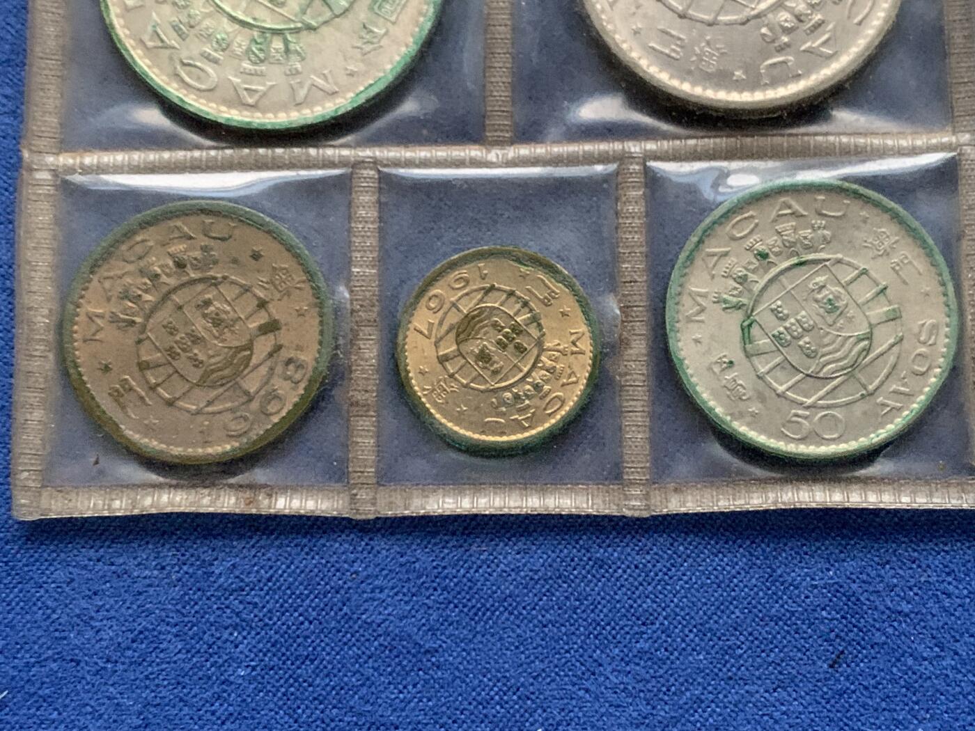 《竞宝斋》第450场 周日，周一，周二  3场连拍 （全场包邮，欢迎送拍） 澳门套币5枚（5元为银币）