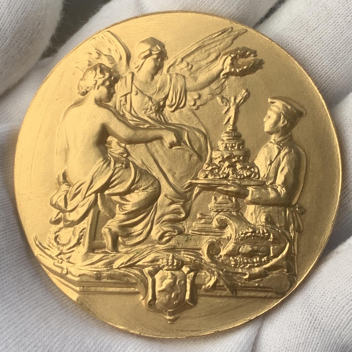 掌中浮雕-藏着的欧洲第047场 比利时布鲁塞尔美食节镀金铜章，61mm