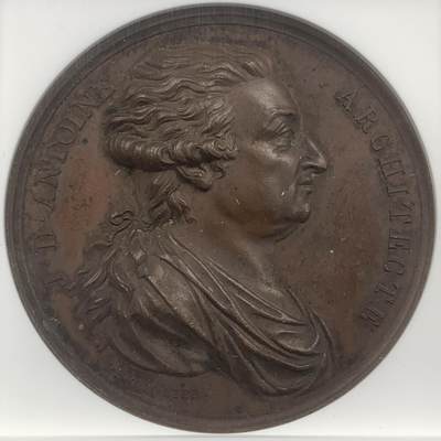 掌中浮雕-藏着的欧洲第047场 - NGC MS62 : 1768年法国造币局建筑师Jacques-Denis Antoine纪念铜章，41mm