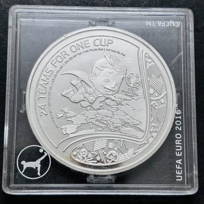文馨钱币收藏第 286 场，圣诞节专场【 长期接收代拍品低至 0 佣金】 - 全新带原盒   2016年法国欧洲杯铜镀银纪念章