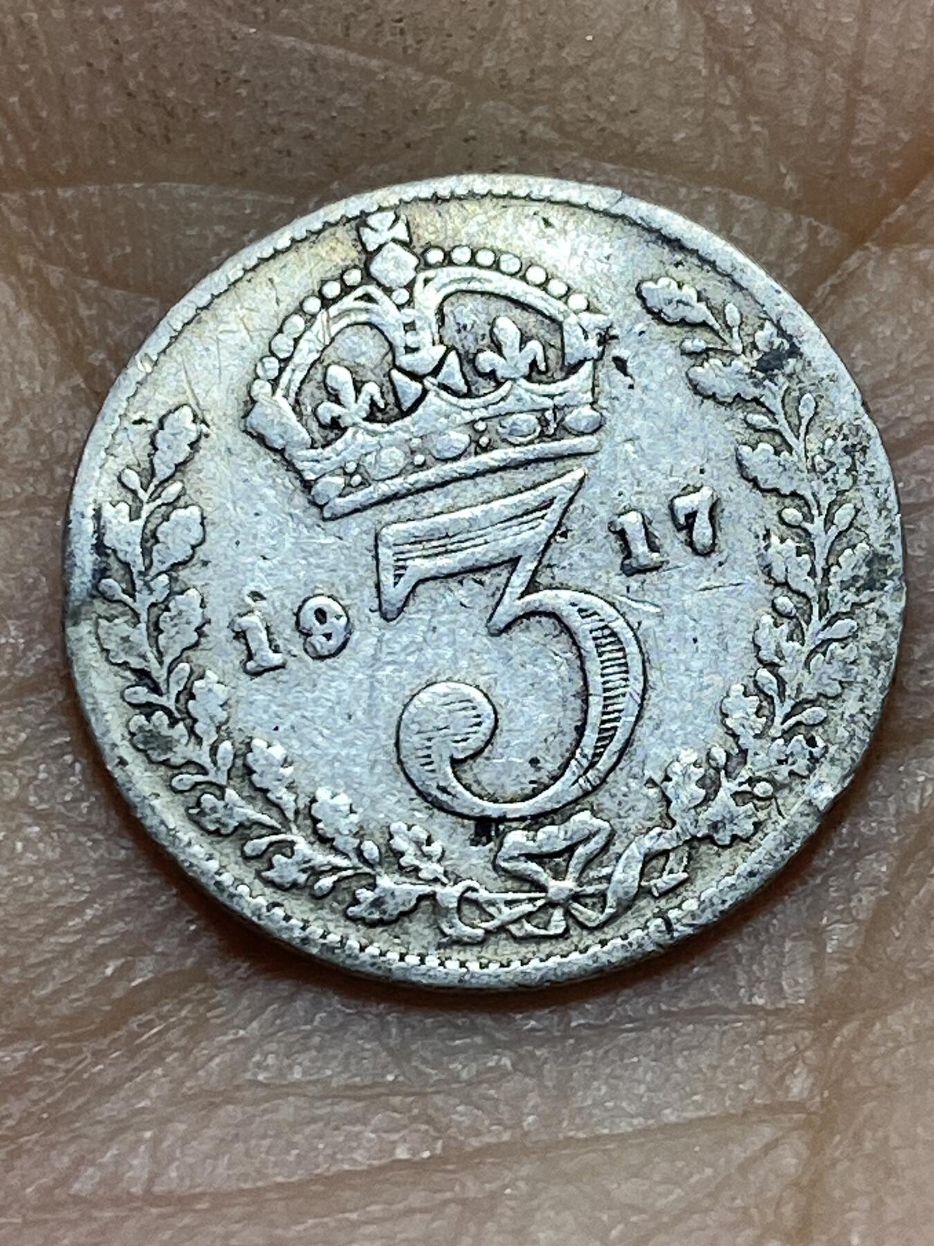 2025年第一百四十五场(总第一百七十一场）高品质英国一线回流散币年末特拍场第二场(免佣金) 英国🇬🇧1917年3便士银币(乔治五世第一版，925高银)