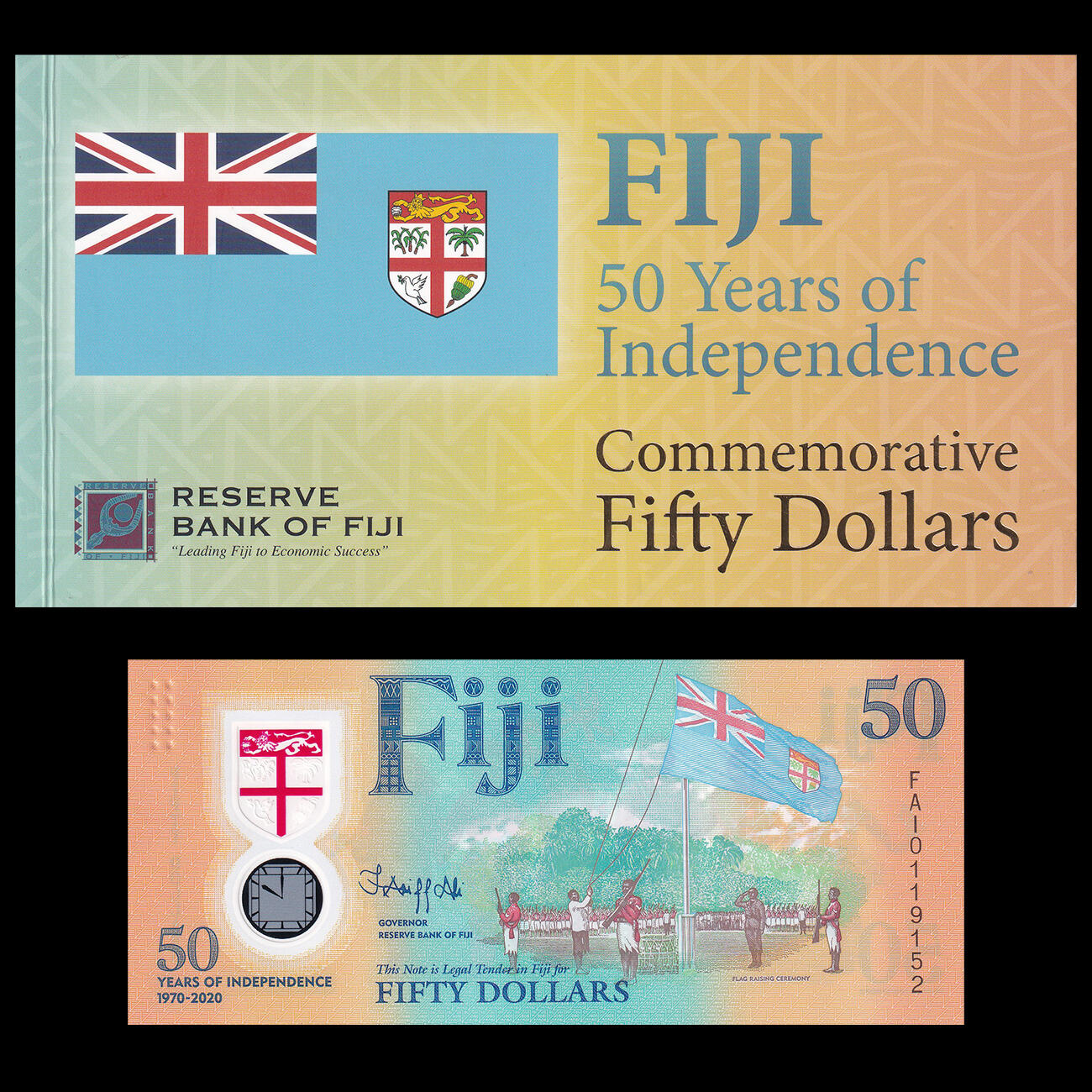 【礼羽收藏】🌏世界钱币拍卖第117期 【原装册】大洋洲 斐济 2022年 斐济独立50周年 纪念钞 塑料钞 FA10119152