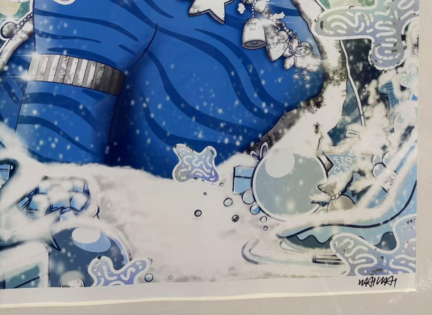 零元拍：OWSON 歪歪亲笔签名 作品装饰画《水之道》，已做装裱 合金相框尺寸65/50CM。因展品出展，镜框或亚克力可能有轻微划痕或裂纹，介意勿拍