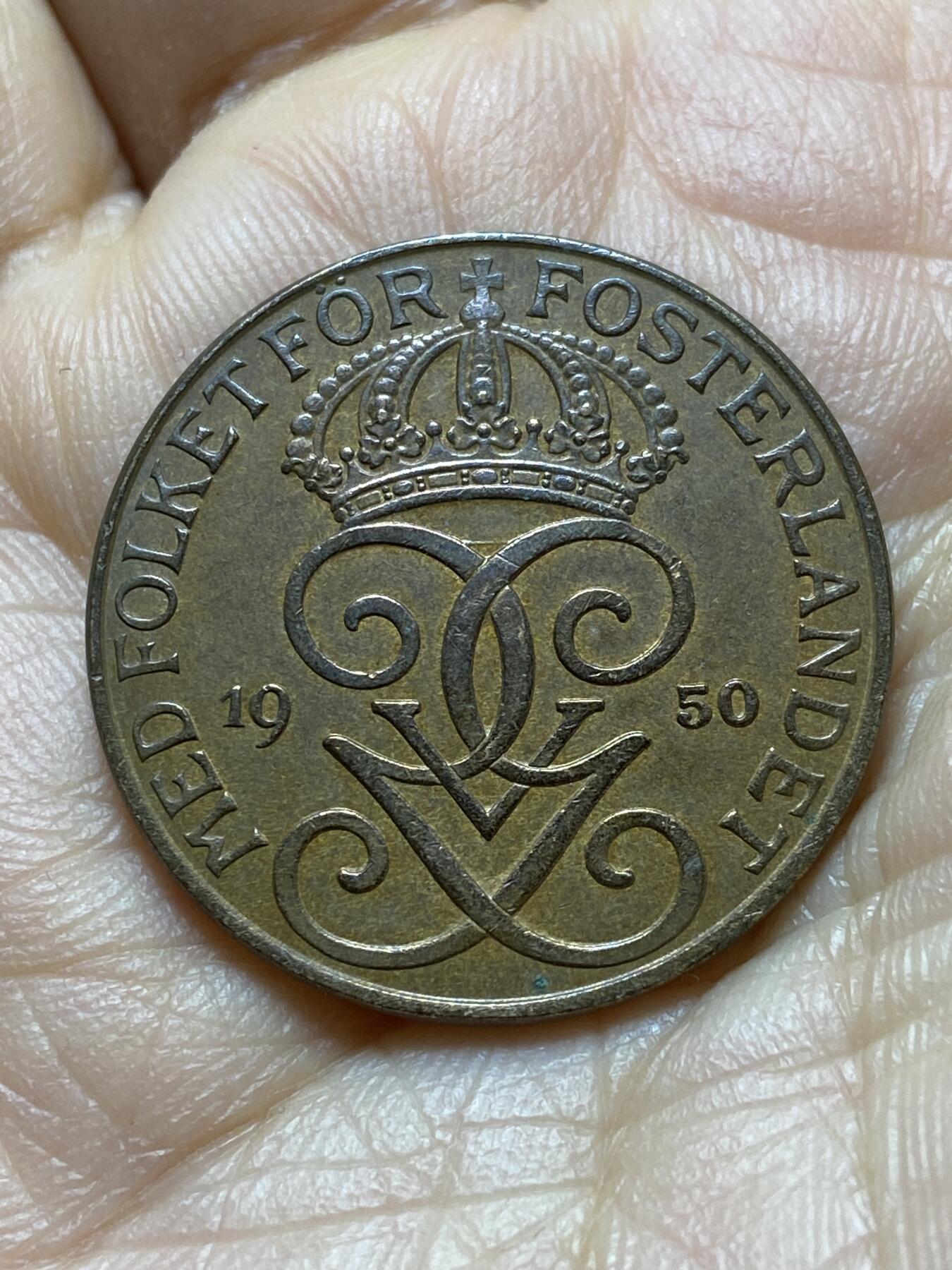 2025年第一百四十五场(总第一百七十一场）高品质英国一线回流散币年末特拍场第二场(免佣金) 瑞典🇸🇪1950年5欧尔(古斯塔夫五世第二版，关门年)