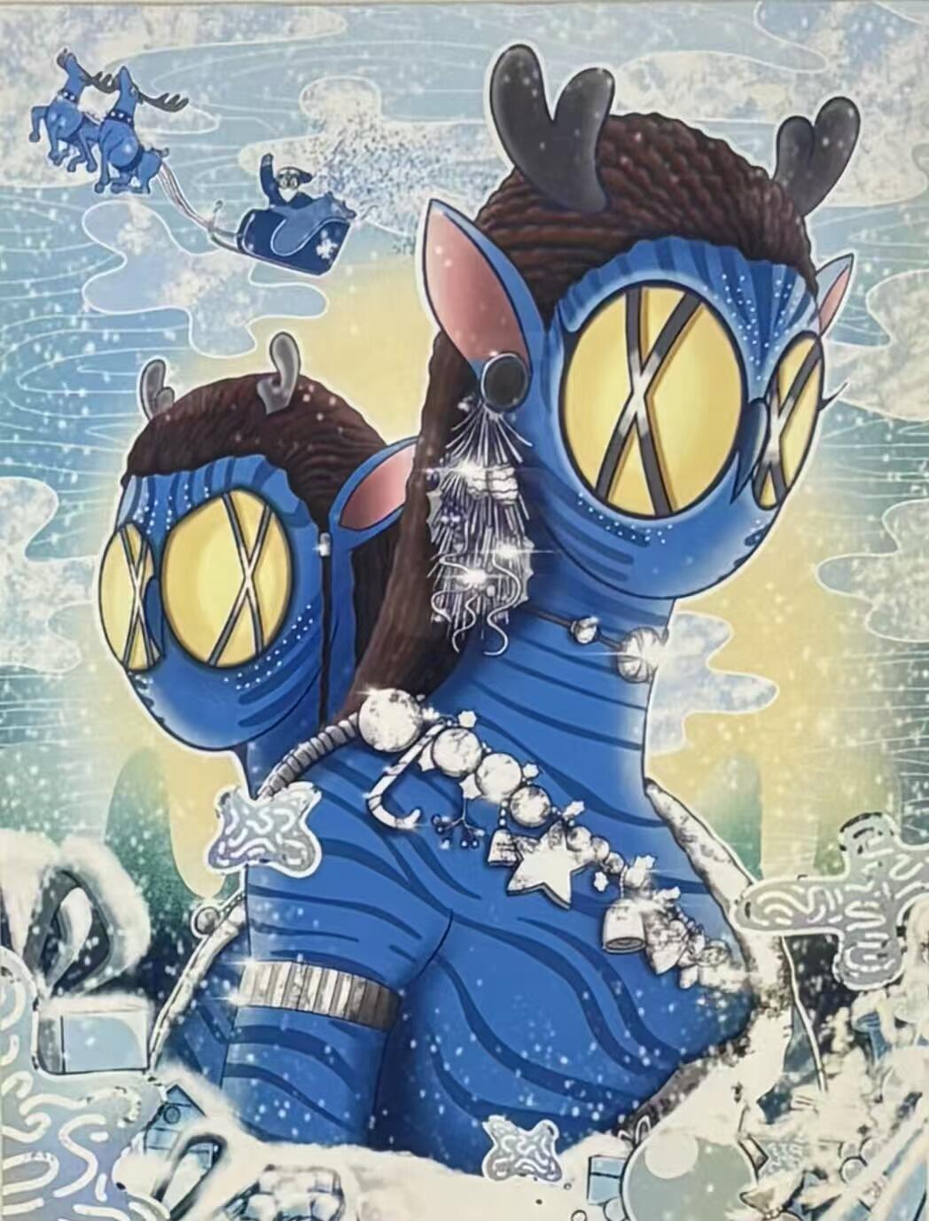 零元拍：OWSON 歪歪亲笔签名 作品装饰画《水之道》，已做装裱 合金相框尺寸65/50CM。因展品出展，镜框或亚克力可能有轻微划痕或裂纹，介意勿拍