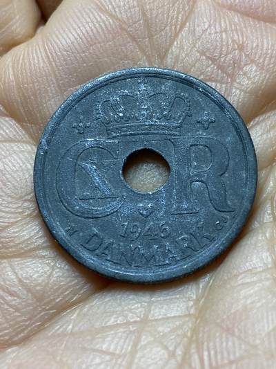 2025年第一百四十二场(总第一百六十八场）高品质英国一线回流散币年末特拍场第二场(免佣金) 丹麦🇩🇰1945年25欧尔(克里斯蒂安十世第六版，N; GJ版)