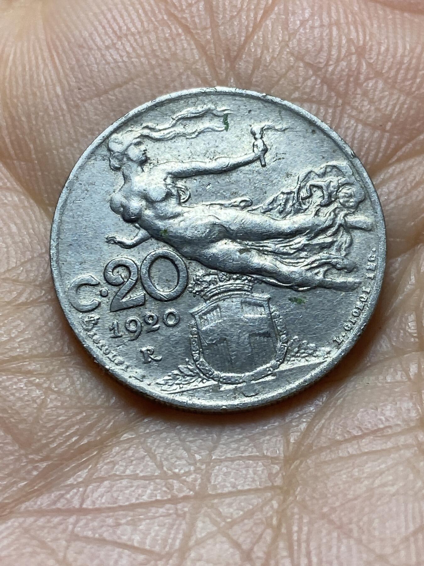 2025年第一百四十五场(总第一百七十一场）高品质英国一线回流散币年末特拍场第二场(免佣金) 好品–意大利王国1920年20分(维托里奥·埃马努埃莱三世第二套)