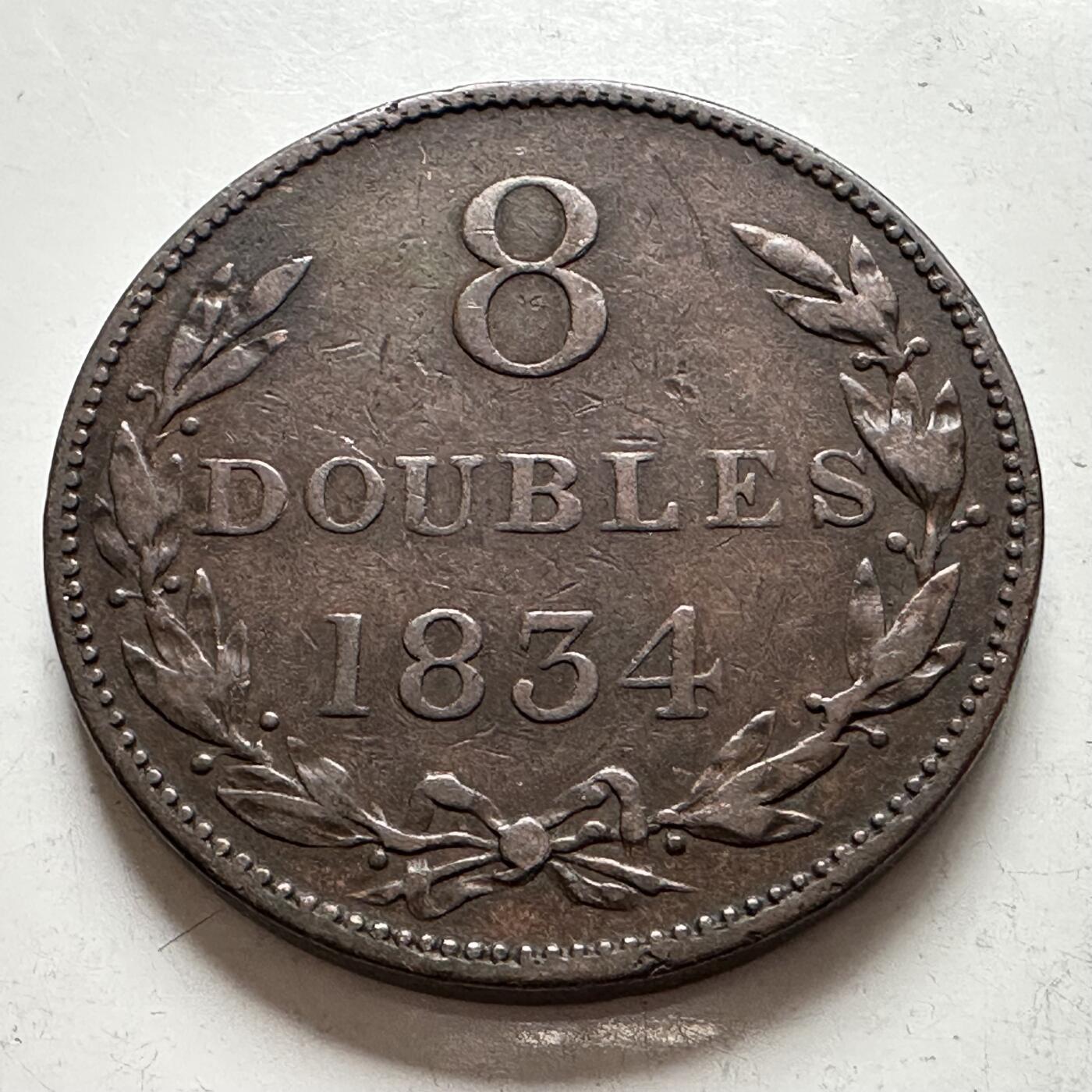 🌹外币初藏🌹🐯2025年第144场  每周二四六晚8️⃣点 接代拍 根西岛1834年8道布 早期厚重大铜币