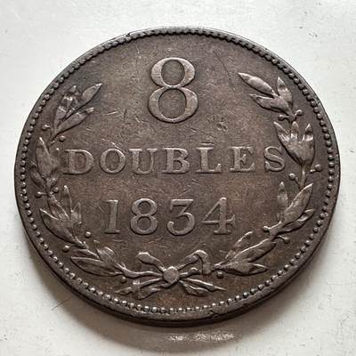 🌹外币初藏🌹🐯2025年第144场  每周二四六晚8️⃣点 接代拍 - 根西岛1834年8道布 早期厚重大铜币