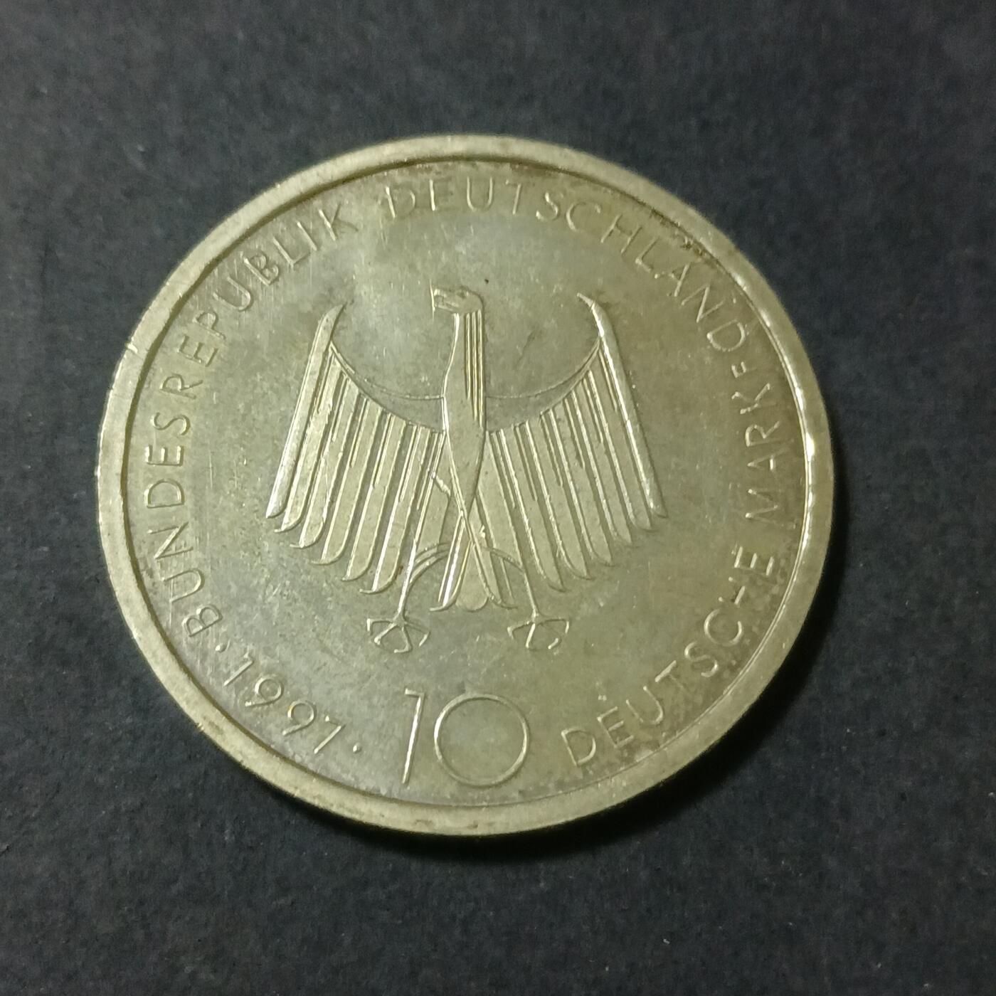 【游宝包邮场】蛇年第101期 世界各国纪念币 德国-10马克银币 1997年 柴油发动机问世100周年