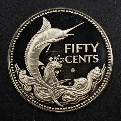 【淘币小摊】实时拍第八百三十六拍   银币套币场   满百包邮可预留二周 每周一统一发货   - 巴哈马1975年50分剑鱼精制银币重10.37克800银 纯银价126