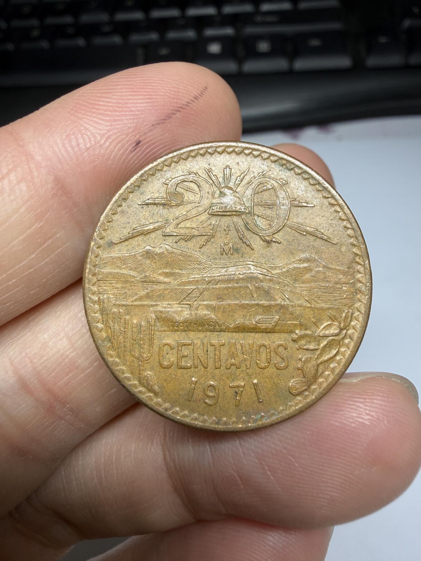 2025年集古藏今外币拍卖第十一期-第3场—（总第293拍），可以寄存60天，满160元包邮。 1971年墨西哥20分