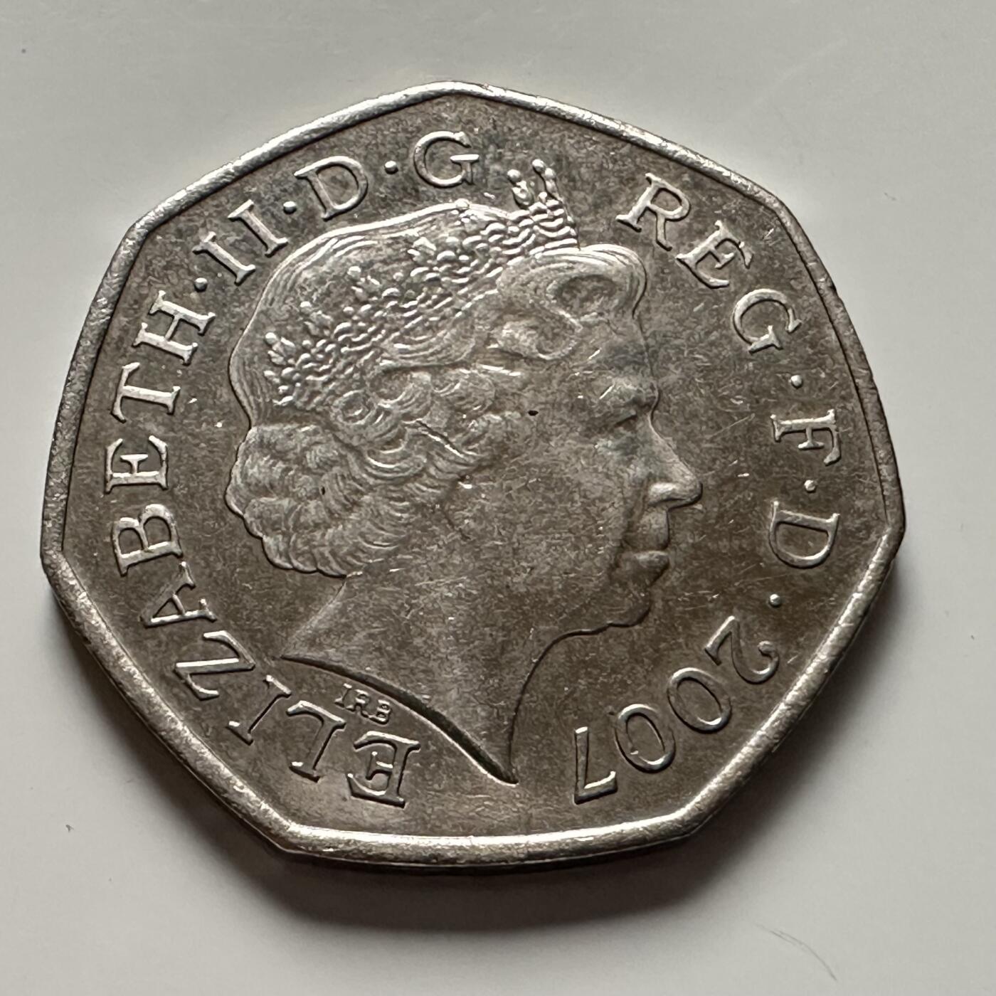 🌹外币初藏🌹🐯2025年第144场  每周二四六晚8️⃣点 接代拍 英国2007年50便士 纪念币 a