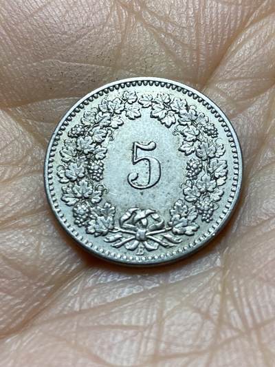 2025年第一百四十五场(总第一百七十一场）高品质英国一线回流散币年末特拍场第二场(免佣金) - 稀少早期年份好品–瑞士🇨🇭1893年5拉彭(第二版，B标伯尔尼造)