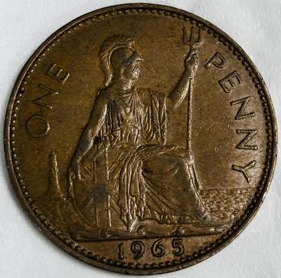 文馨钱币收藏第 286 场，圣诞节专场【 长期接收代拍品低至 0 佣金】 - 好品 1965 年英国 1 便士大铜币