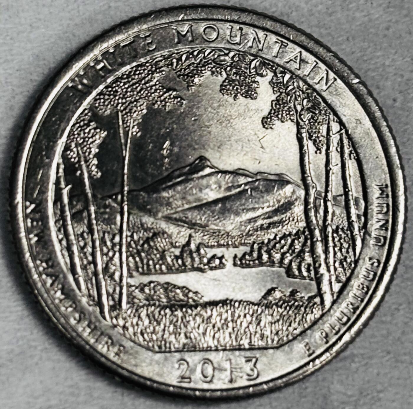 文馨钱币收藏第 286 场，圣诞节专场【 长期接收代拍品低至 0 佣金】 美国国家公园纪念币 2013年25美分白山公园P版