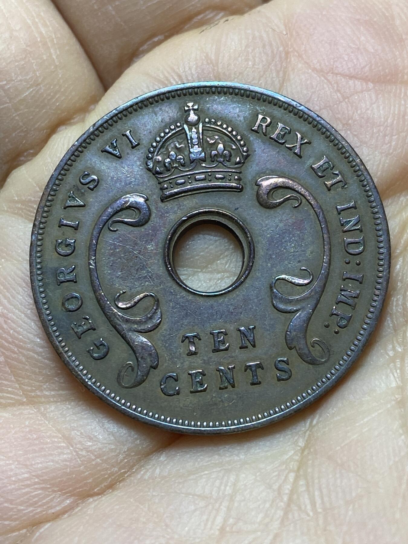 2025年第一百四十四场(总第一百七十场）品种丰富英国一线回流散币年末特拍场第一场(免佣金) 好品–英属东非1937年10分(乔治六世加冕年，第一版首发年，无标版)