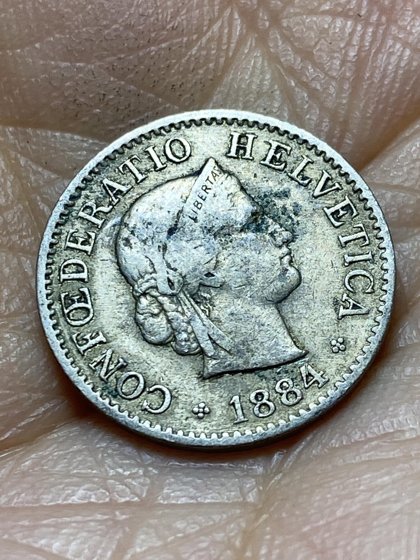 2025年第一百四十五场(总第一百七十一场）高品质英国一线回流散币年末特拍场第二场(免佣金) 稀少早期年份–瑞士🇨🇭1884年5拉彭(第二版，B标伯尔尼造)