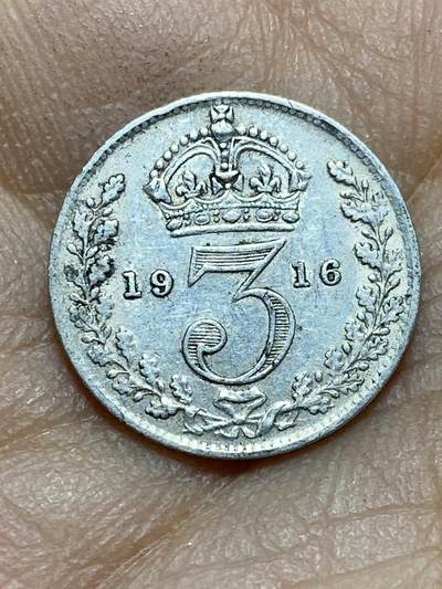 2025年第一百四十五场(总第一百七十一场）高品质英国一线回流散币年末特拍场第二场(免佣金) - 英国🇬🇧1916年3便士银币(乔治五世第一版，925高银)