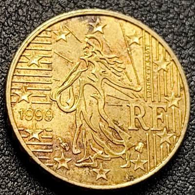 泉币菌-第152场-精品福利场 - 欧元 法国1999年10欧分铜币 玛丽安娜 欧盟地图 19.75MM 