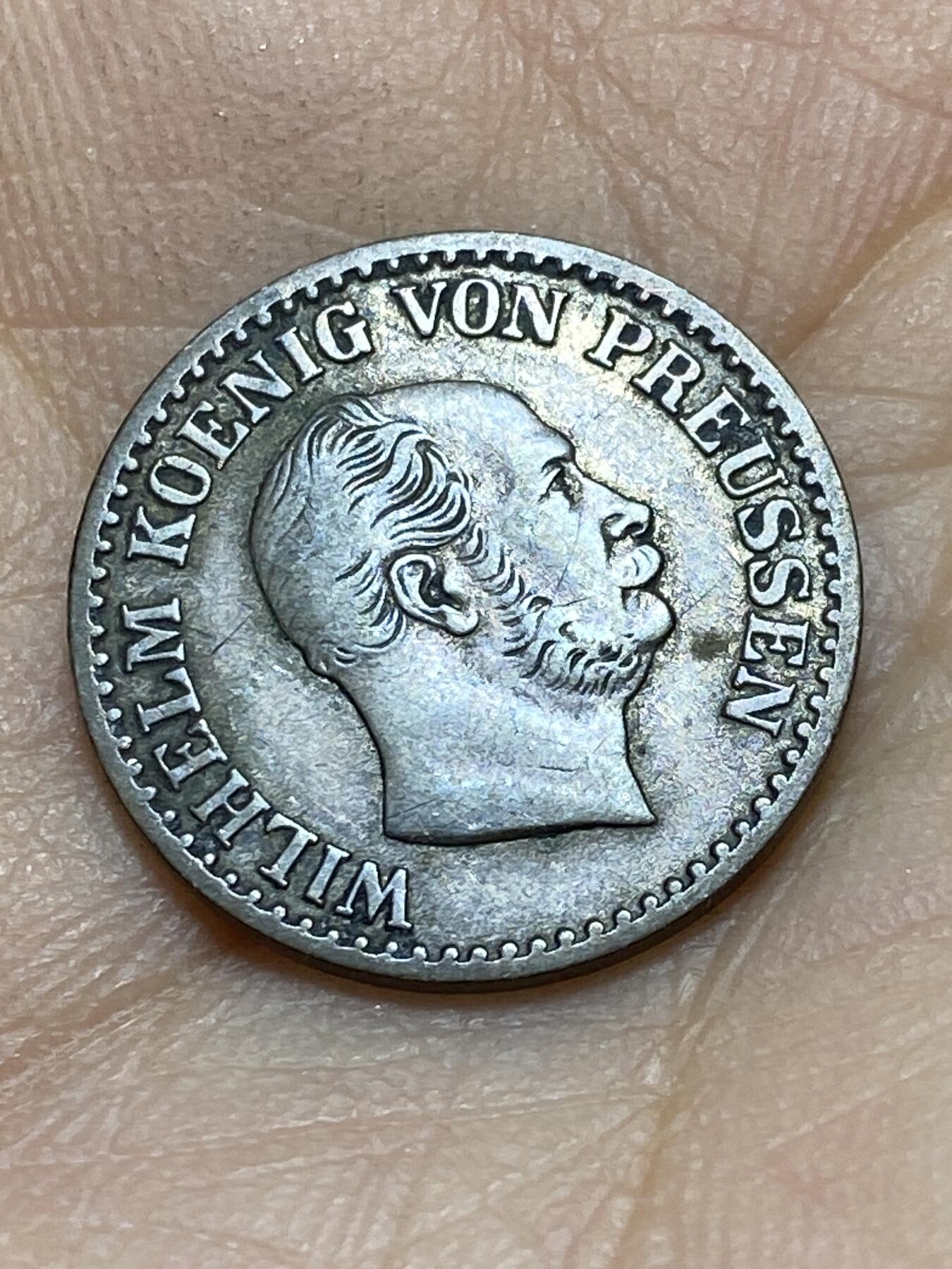 2025年第一百四十五场(总第一百七十一场）高品质英国一线回流散币年末特拍场第二场(免佣金) 流通好品–普鲁士王国1866年1格罗申银币(威廉一世时期，A标柏林造，222银)