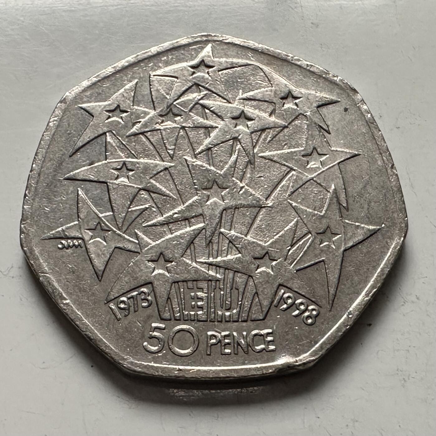 🌹外币初藏🌹🐯2025年第144场  每周二四六晚8️⃣点 接代拍 英国1998年50便士 纪念币