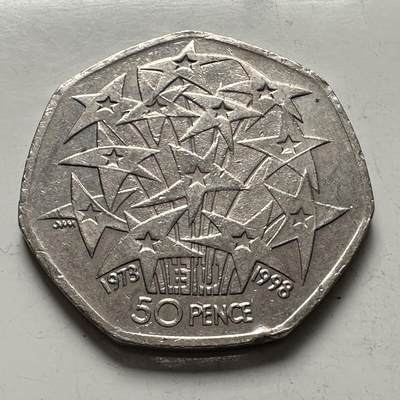 🌹外币初藏🌹🐯2025年第144场  每周二四六晚8️⃣点 接代拍 - 英国1998年50便士 纪念币