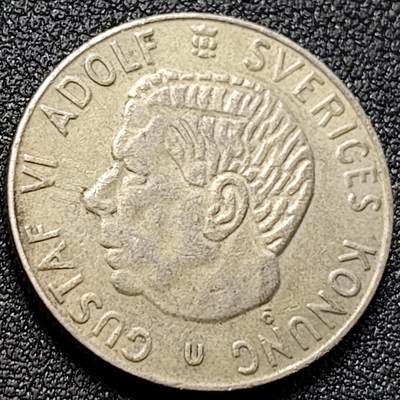 泉币菌-第152场-精品福利场 - 瑞典1968年1克朗银币 古斯塔夫六世 25MM 7克 400银 